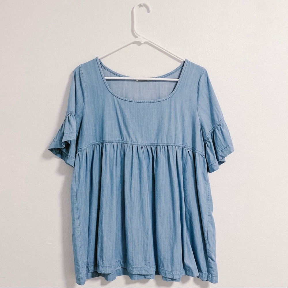 Chambray babydoll top